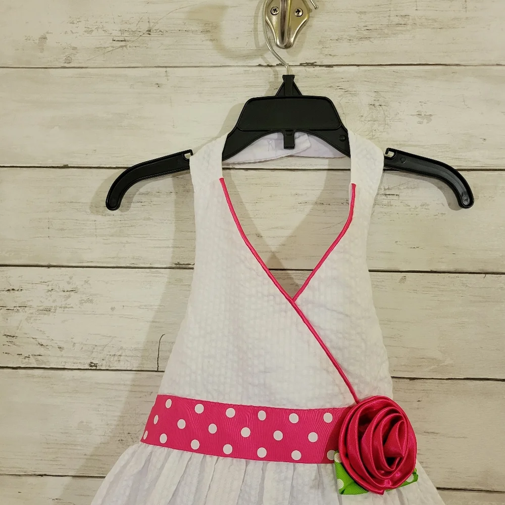 Girls Jessica Ann Seersucker Halter Top Petticoat Sundress Tier Ruffles‎ Size 5